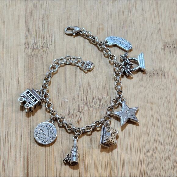 Brighton California state palm trees gold wine charm bracelet - Picture 7 of 7